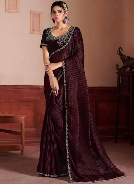 Chocolate Colour MEHEK 427 COLOURS New Stylish Designer Party Wear Silk Latest Saree Collection 427-B